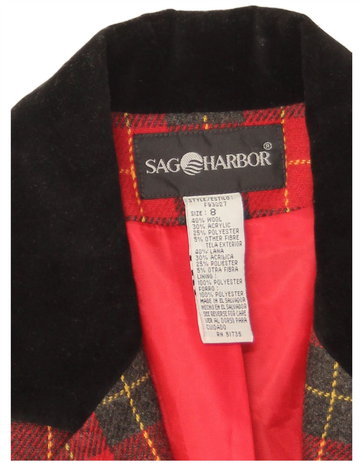 Sag Harbor Chaqueta Blazer de 1 Botón para Mujer US 8 Mediana Lana a Cuadros Rojos