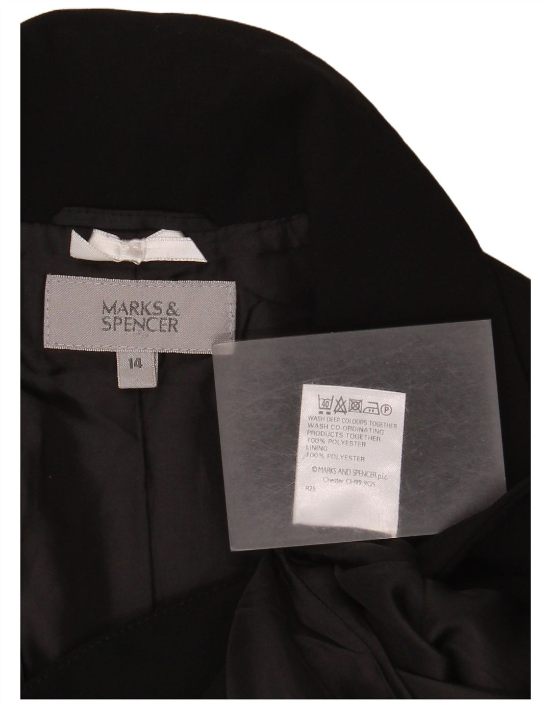 Marks & Spencer Chaqueta tipo blazer de 2 botones para mujer UK 44 Poliéster negro mediano