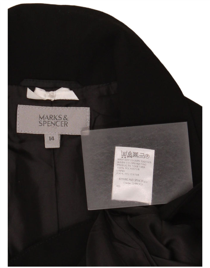 Marks & Spencer Chaqueta tipo blazer de 2 botones para mujer UK 44 Poliéster negro mediano
