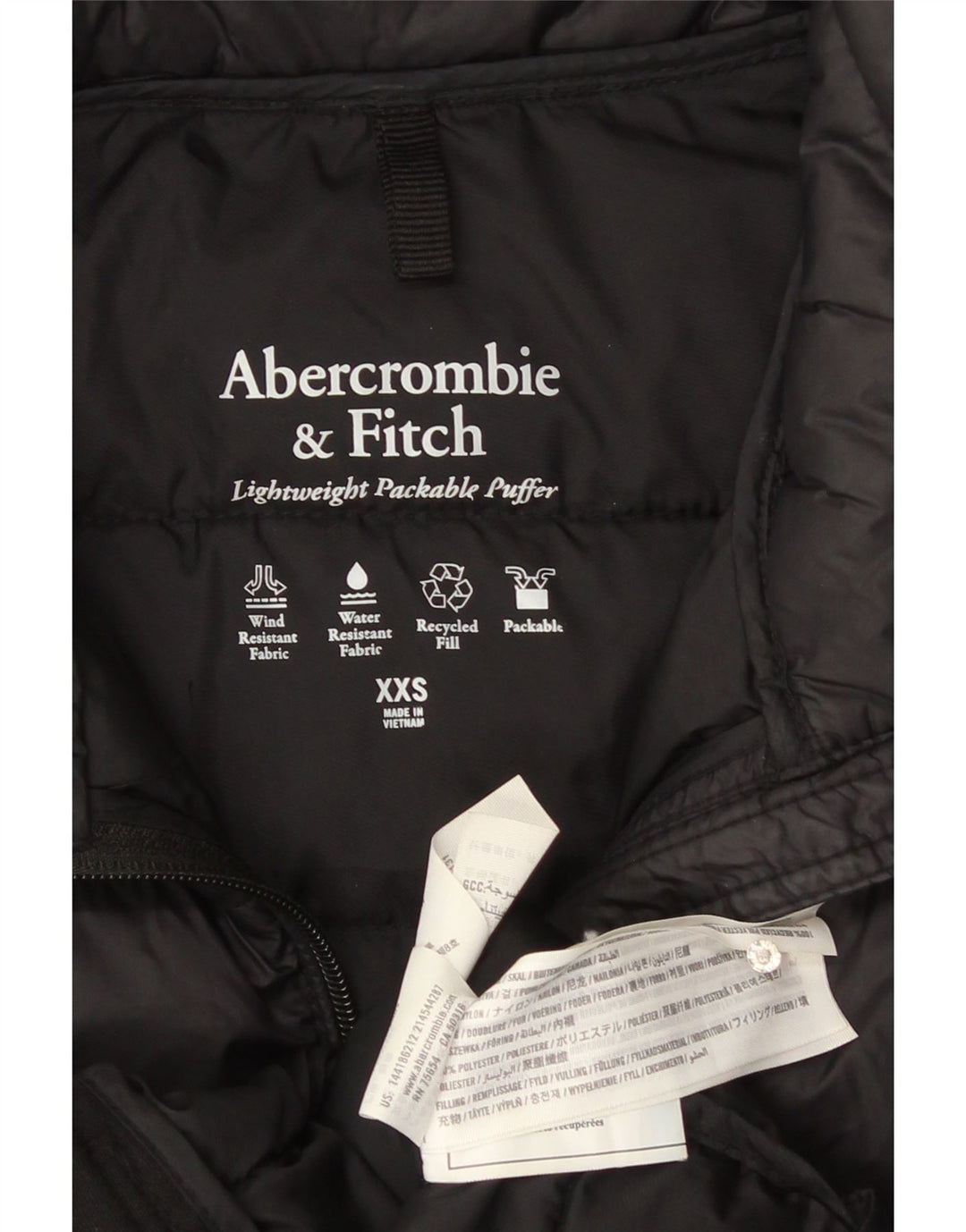 Abercrombie & Fitch Chaqueta Acolchada Mujer UK 3 2XS Negro Poliéster
