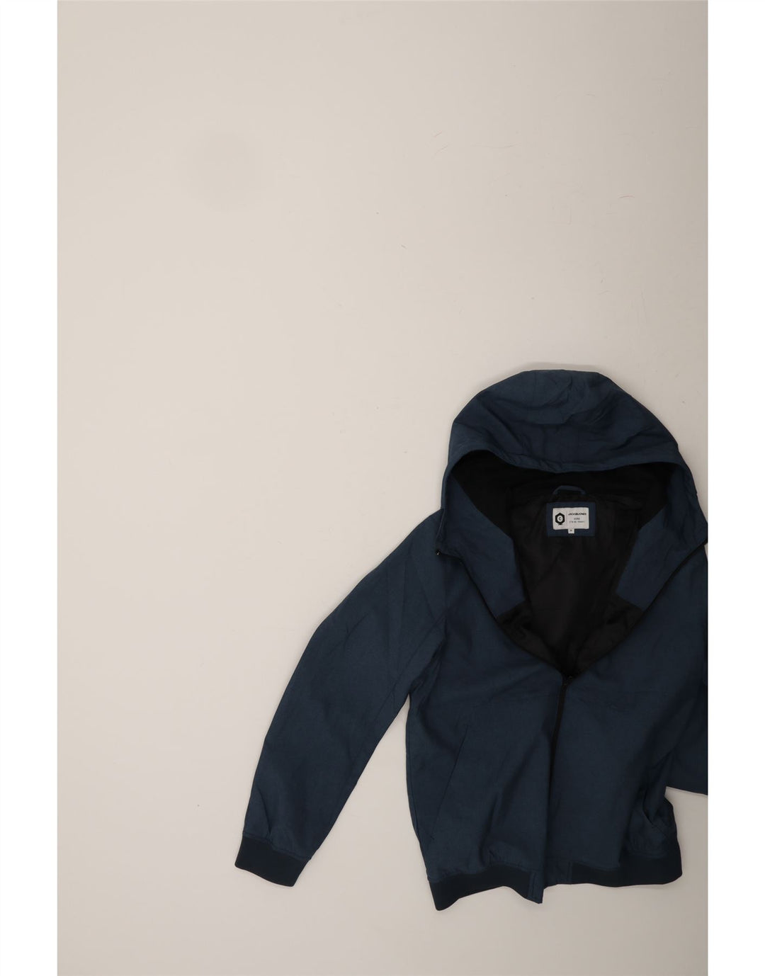 JACK & JONES Mens Hooded Bomber Jacket UK 38 Medium Navy Blue Cotton Vintage Jack & Jones and Second-Hand Jack & Jones from Messina Hembry 