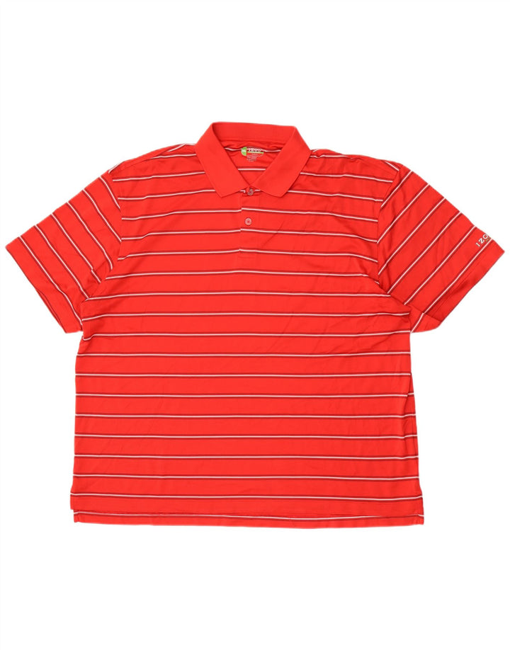 Izod Polo de golf para hombre 2XL Poliéster a rayas rojas