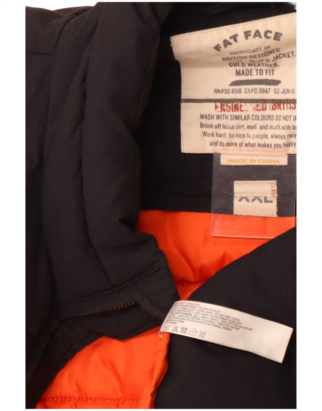 FAT FACE Chaqueta acolchada para hombre UK 44 2XL Negro Algodón