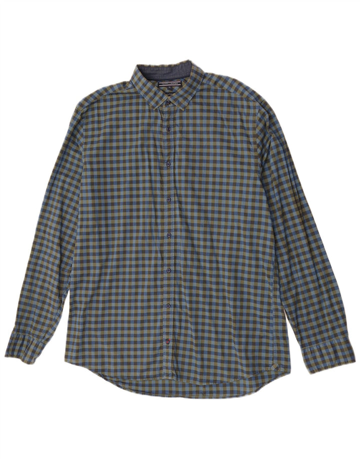 Camisa Tommy Hilfiger Hombre XL Algodón Vichy Azul