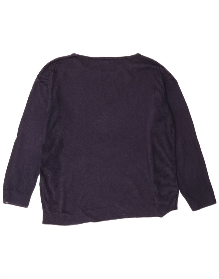 WHITE STUFF Suéter tipo jersey con cuello barco para mujer UK 10 Small Azul marino
