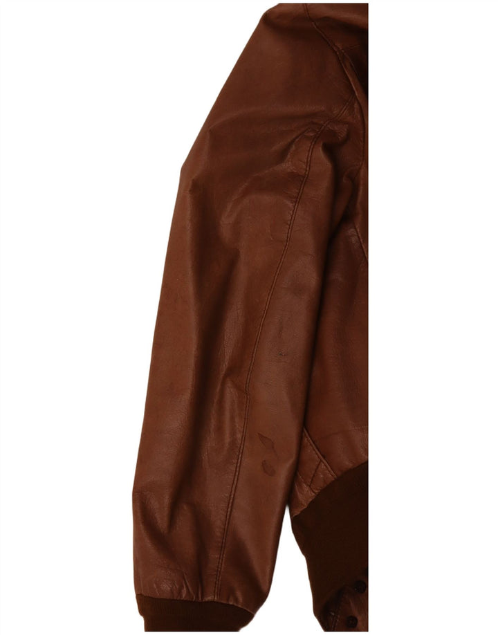 VINTAGE Hombres Crop Bomber Chaqueta Reino Unido 36 Pequeño Marrón Colorblock