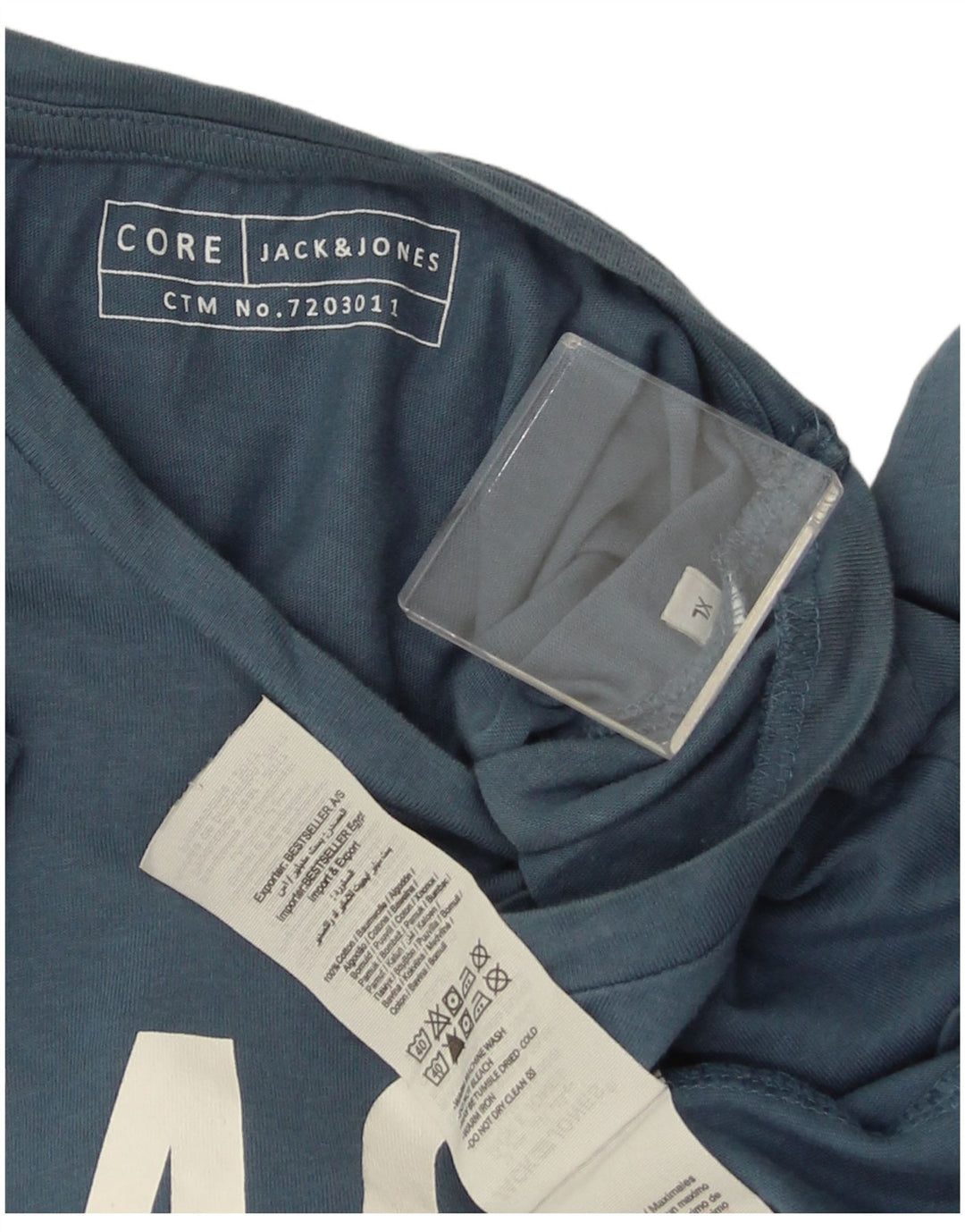 JACK & JONES Hombre Camiseta Gráfica Top XL Algodón Azul