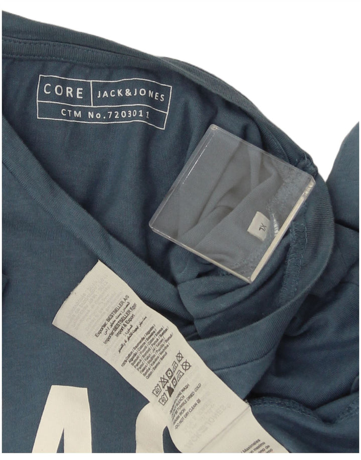 JACK & JONES Hombre Camiseta Gráfica Top XL Algodón Azul