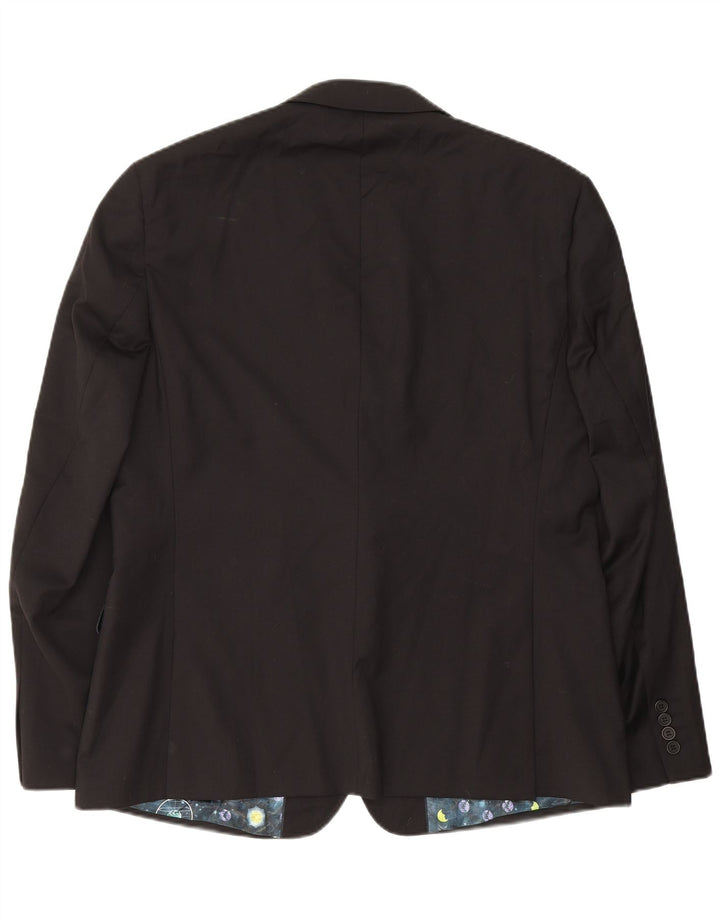 Ted Baker Chaqueta tipo blazer de 2 botones para hombre US 46 3XL Lana negra
