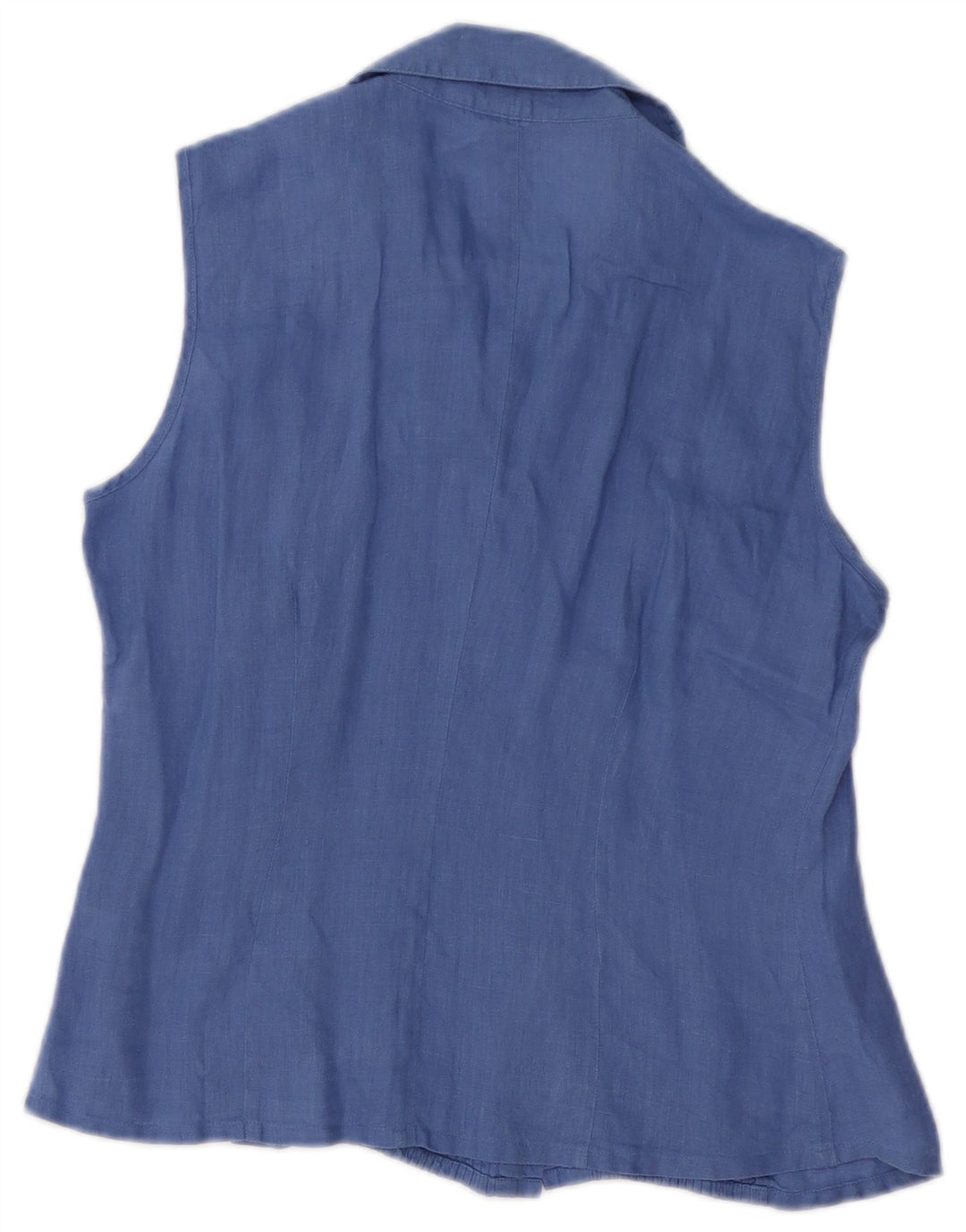 CHERIE Blusa camisera sin mangas para mujer IT 42 Lino azul medio