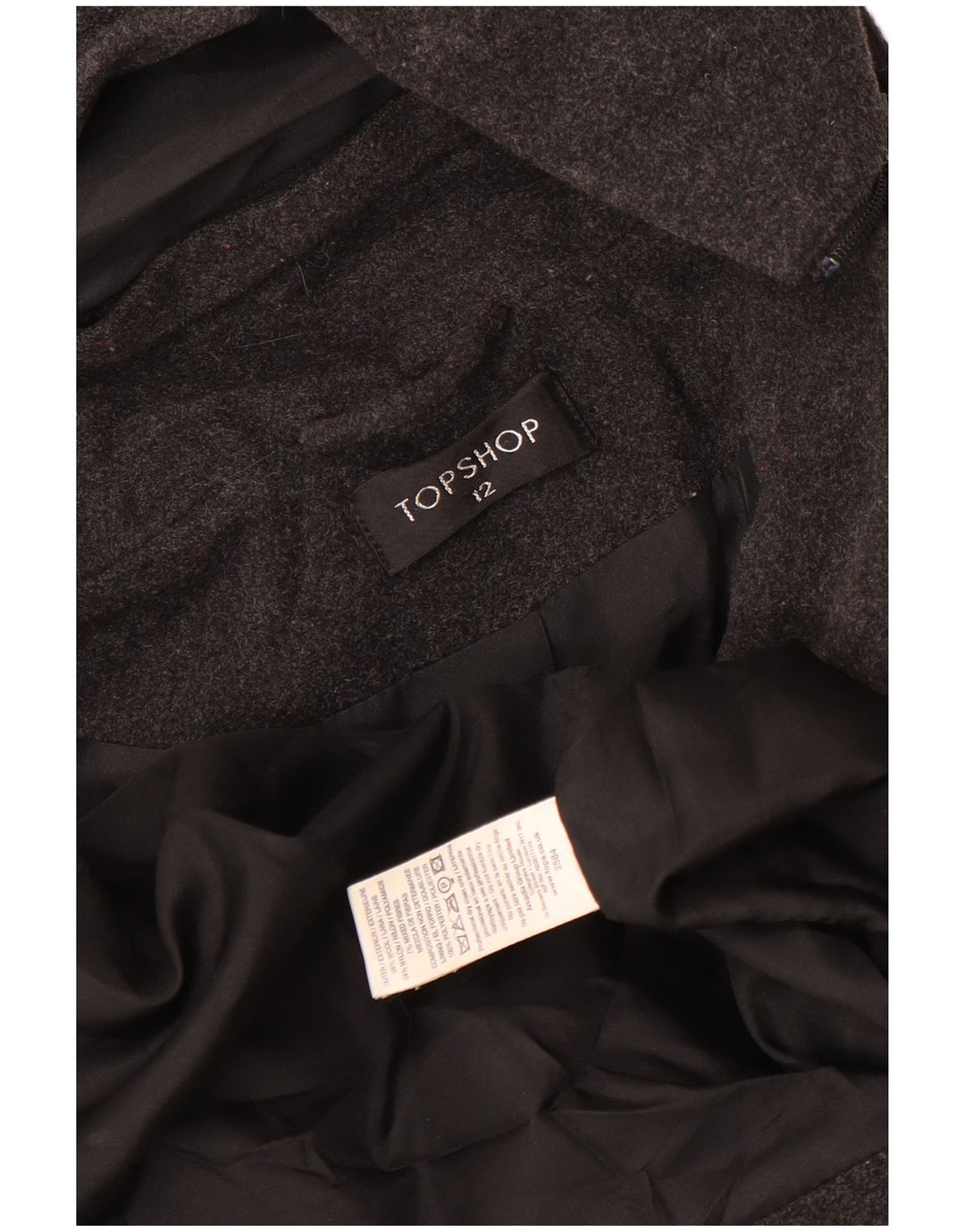 Topshop Abrigo con capucha para mujer UK 40 Lana moteada gris medio