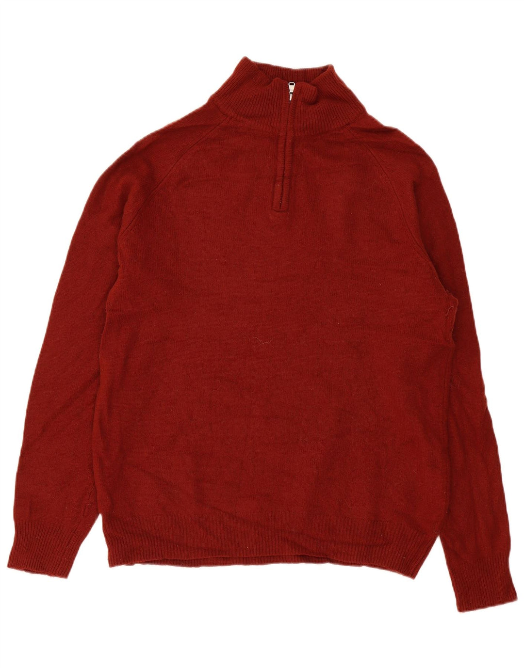 John Lewis - Jersey para hombre con cuello y cremallera, talla XL, lana de cordero roja