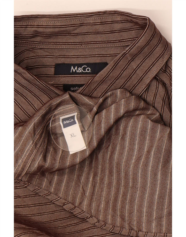 Camisa Hombre M&Co XL Viscosa Rayas Marrón