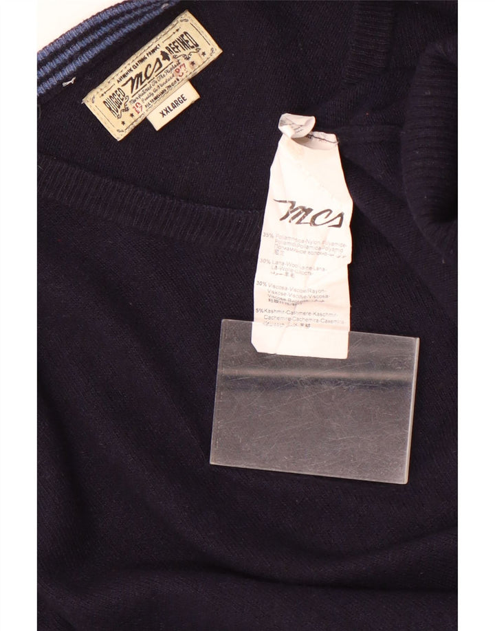 Marlboro Classics - Jersey con cuello en V para hombre, talla 2XL, poliamida azul marino