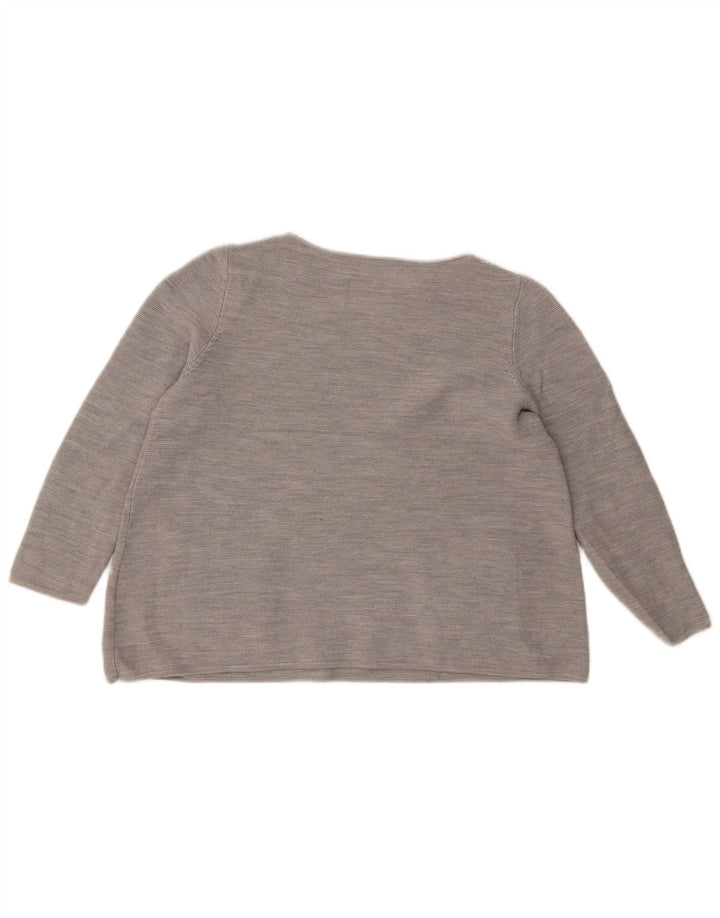 COS Suéter tipo jersey para mujer con manga 3/4 y cuello barco UK 10 Small Grey Wool