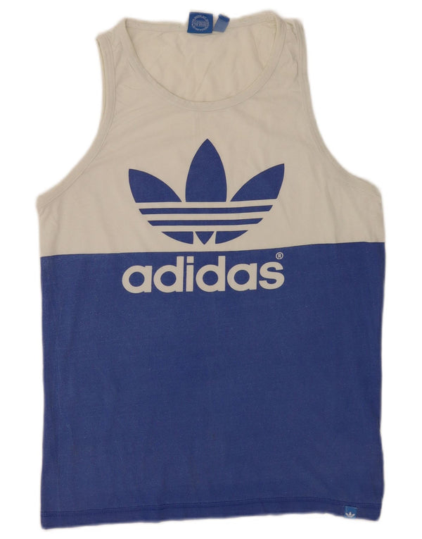 Adidas Hombre Camiseta Sin Mangas Con Estampado De Algodón Color Block Blanco Mediano