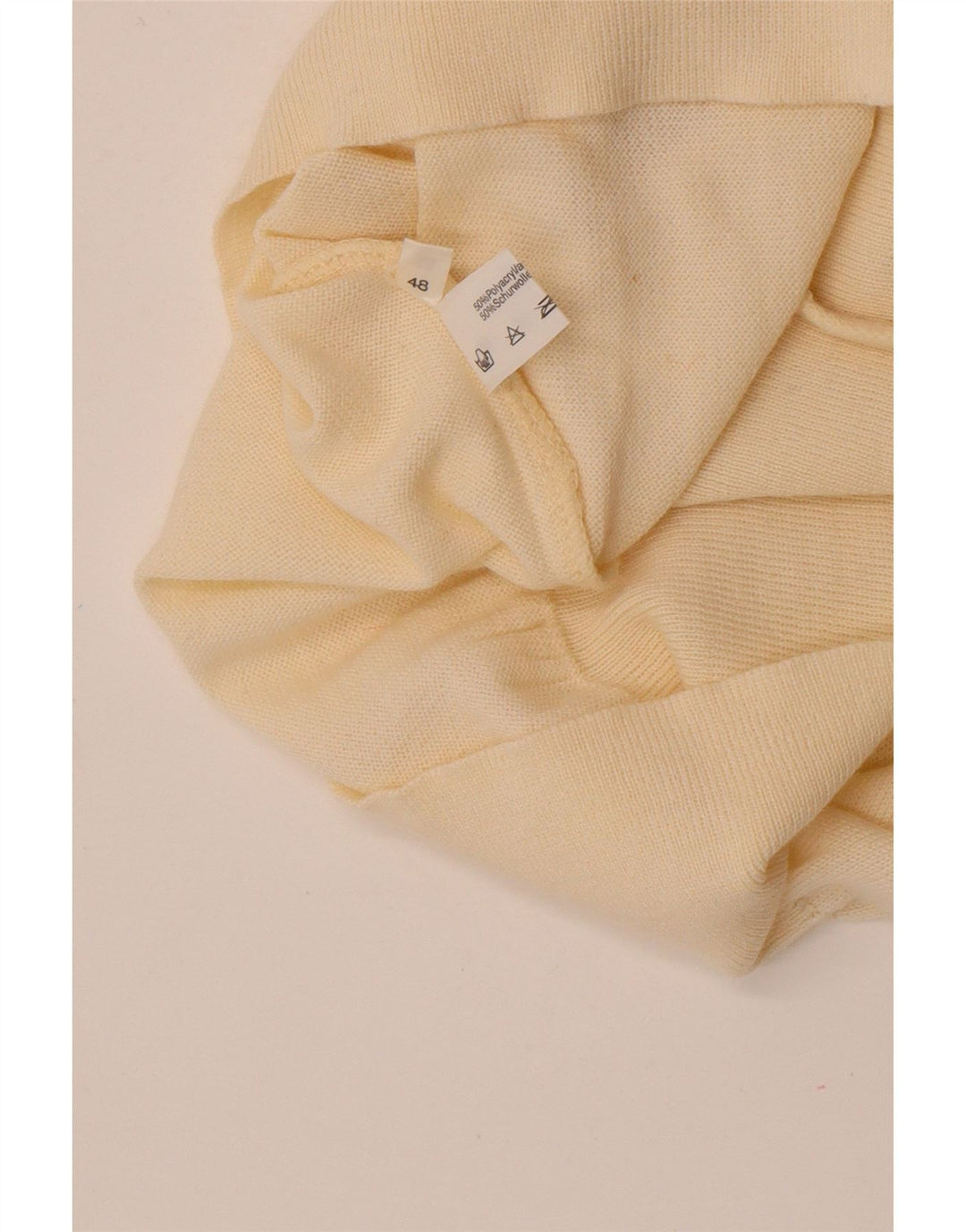 Vintage hombres rollo cuello jersey suéter IT 48 medio off blanco poliacrílico