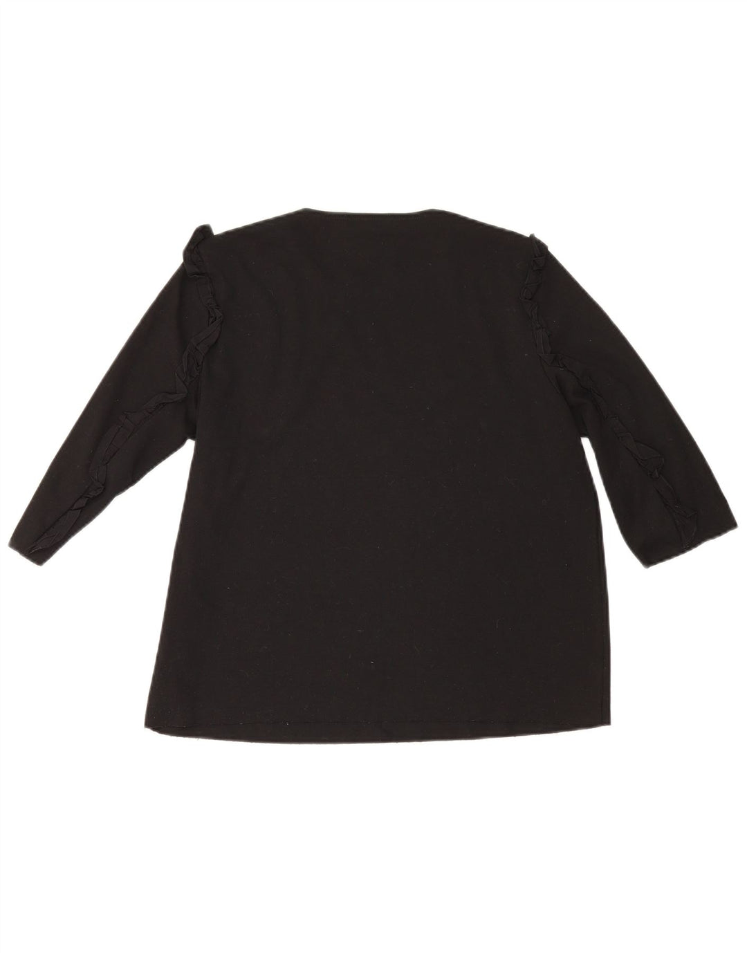 Zara Mujer Top Manga 3/4 UK 46 Grande Algodón Negro