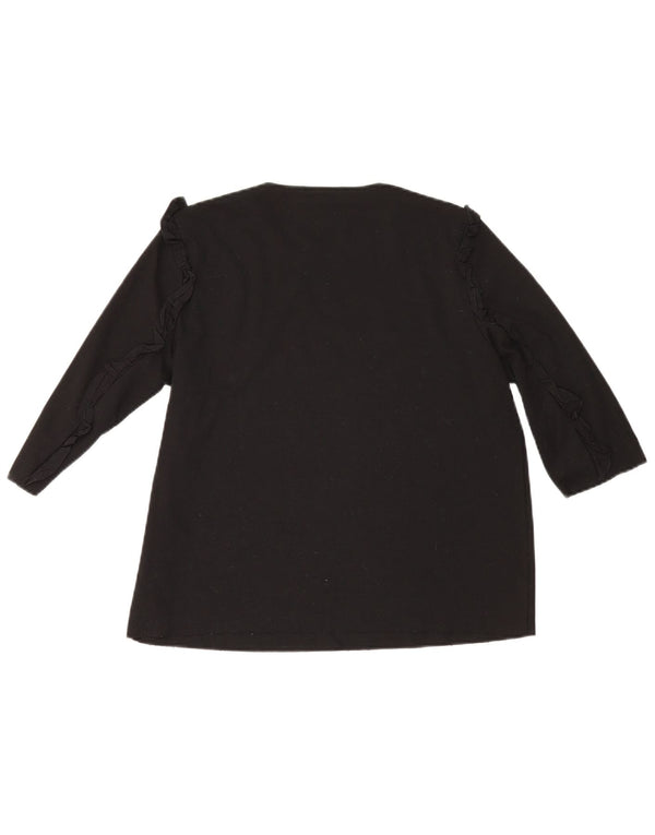 Zara Mujer Top Manga 3/4 UK 46 Grande Algodón Negro