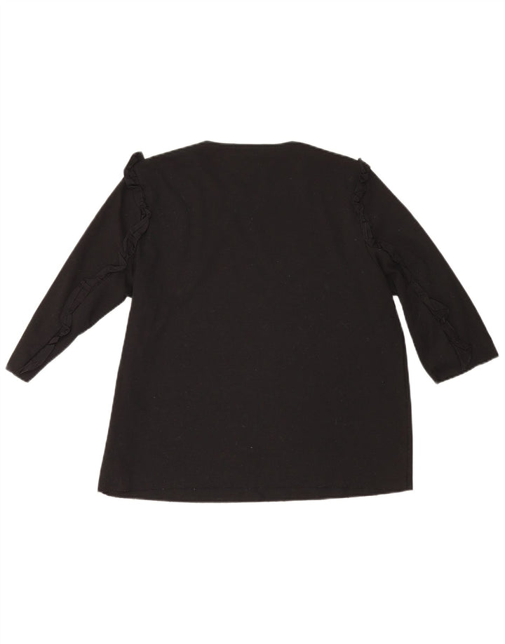 Zara Mujer Top Manga 3/4 UK 46 Grande Algodón Negro