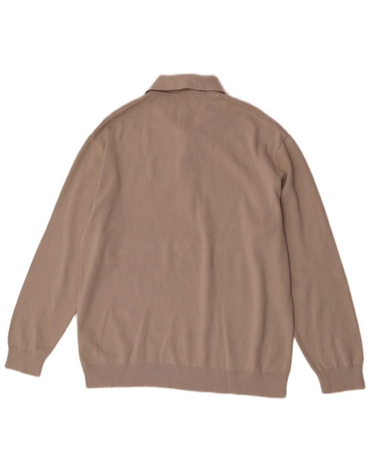 Cos - Jersey relajado para hombre con cuello tipo polo, algodón beige medio