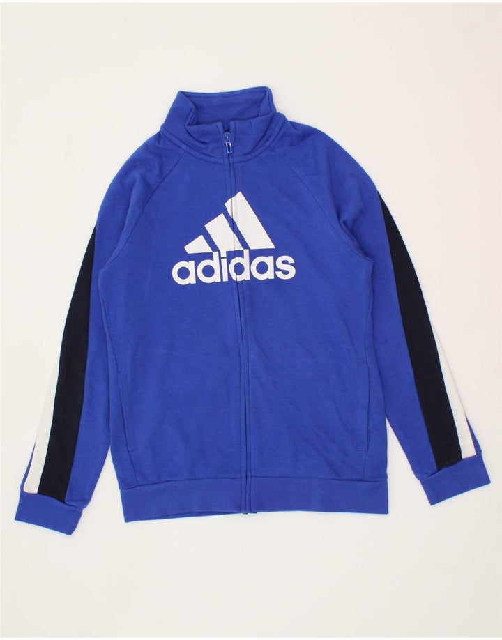 ADIDAS Boys Graphic Tracksuit Top Jacket 11-12 Years Blue Cotton Vintage Adidas and Second-Hand Adidas from Messina Hembry 