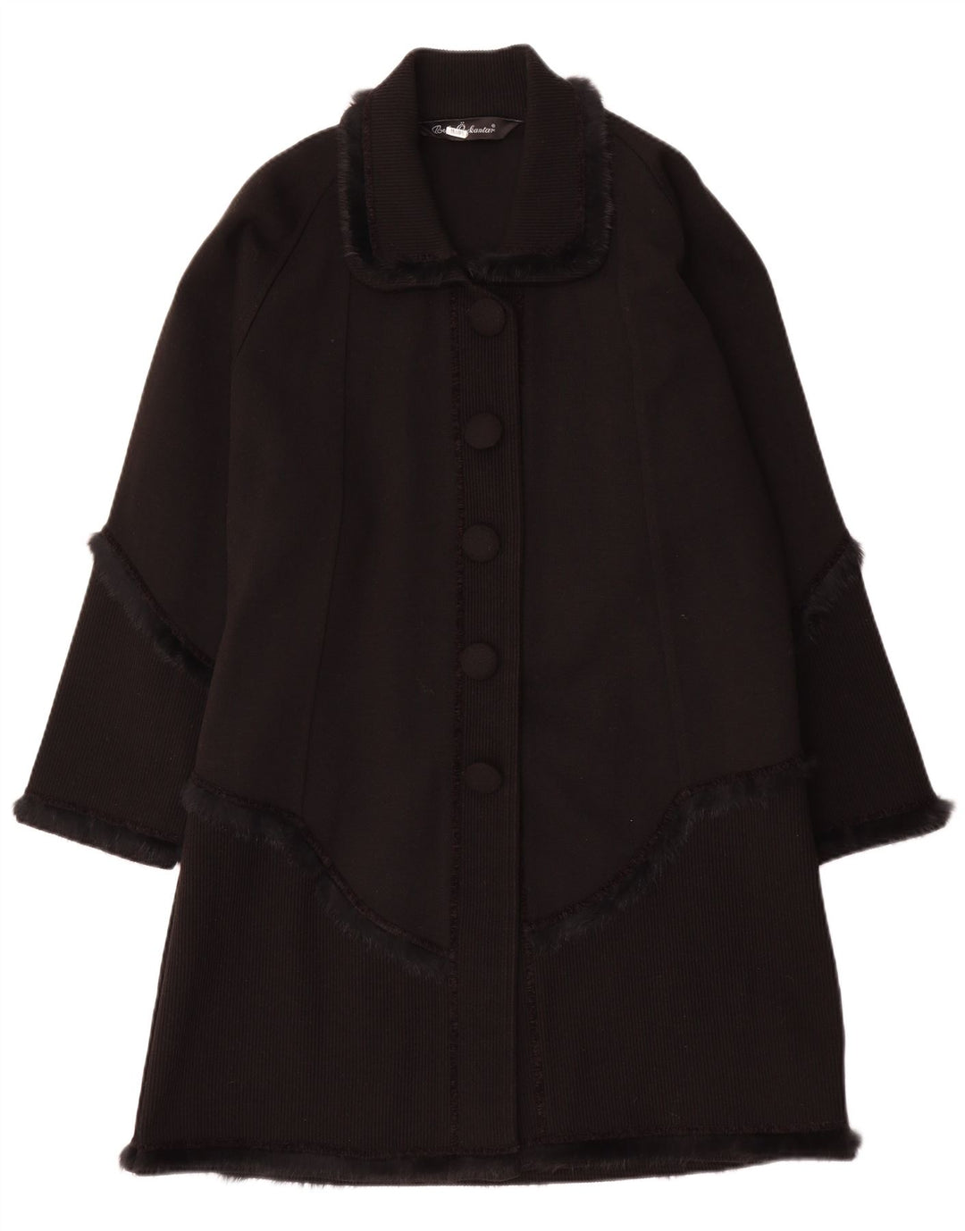 Vintage mujer punto abrigo Reino Unido 16 grande negro clásico