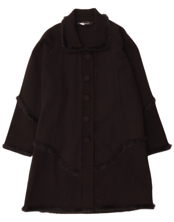 Vintage mujer punto abrigo Reino Unido 16 grande negro clásico