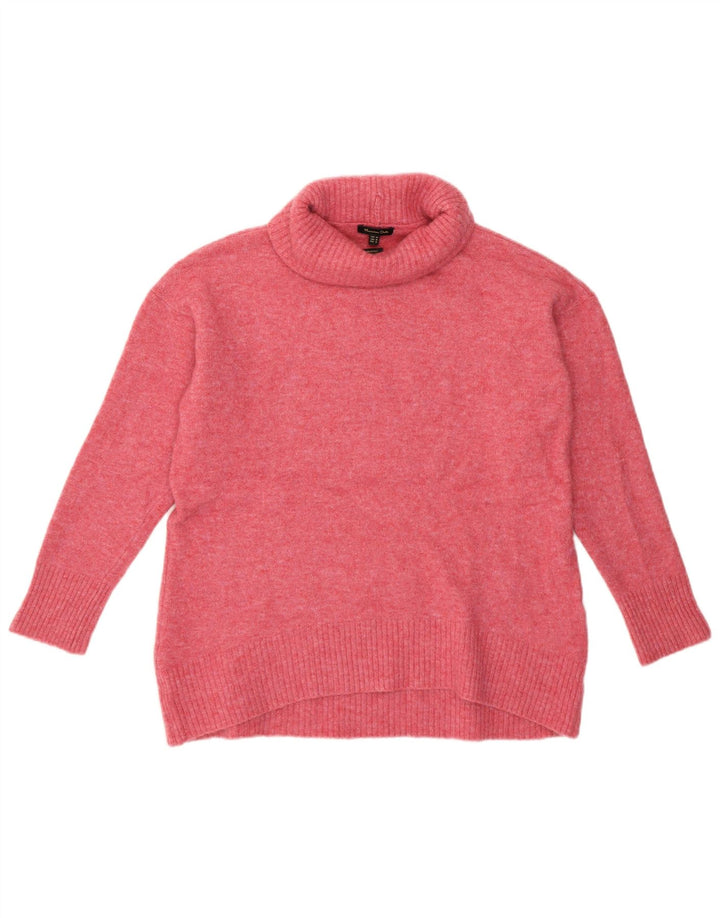 Massimo Dutti Jersey Mujer Cuello Vuelto UK 42 Poliamida Rosa Mediano