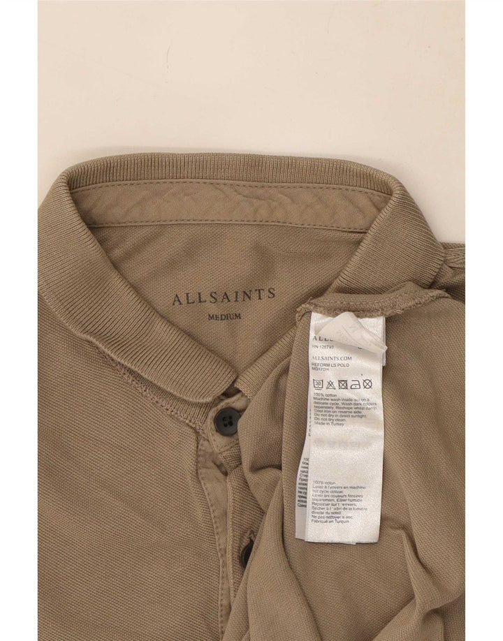 All Saints Polo Manga Larga Hombre Algodón Beige Medio