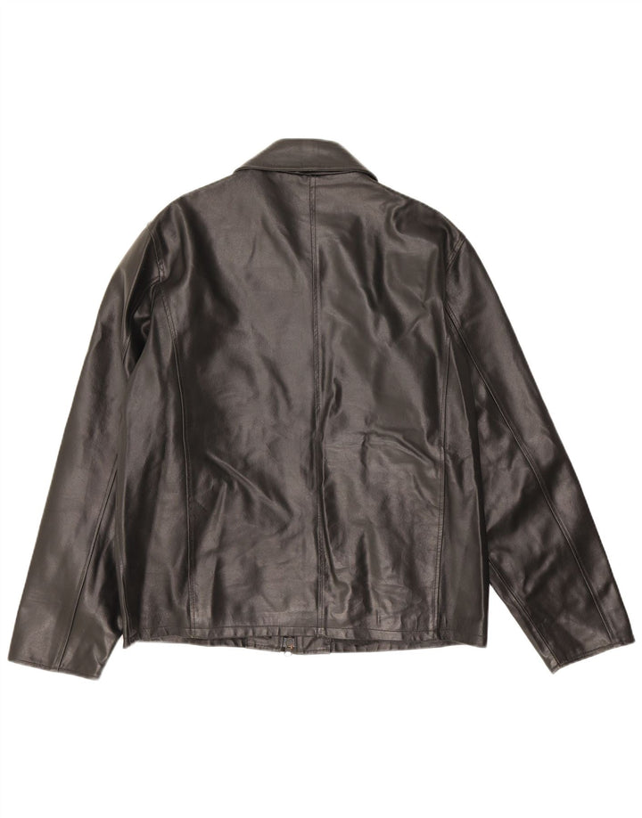 Mays Chaqueta de cuero para hombre IT 46 Small Cuero negro
