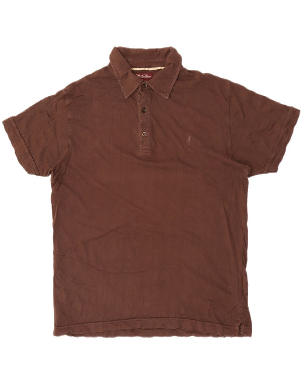 Marlboro Classics Polo para hombre grande marrón a rayas