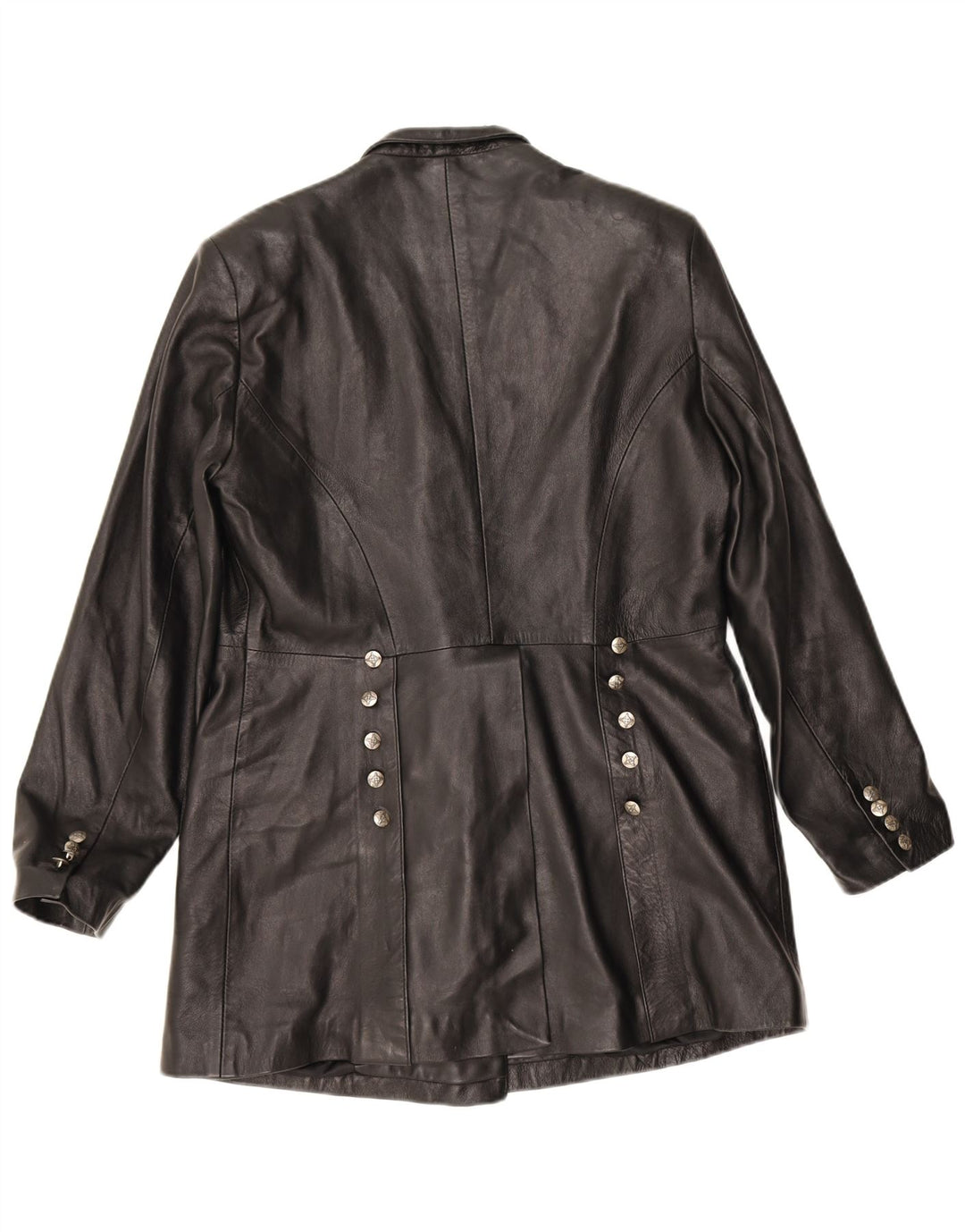 Vintage mujer cuero abrigo Reino Unido 18 XL cuero negro
