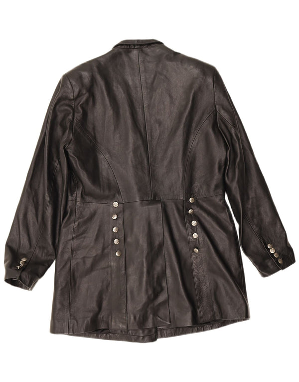Vintage mujer cuero abrigo Reino Unido 18 XL cuero negro