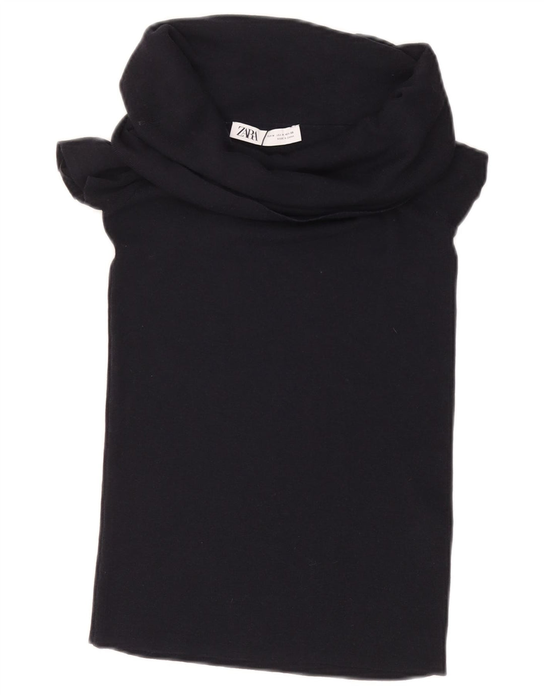 ZARA Mujer Blusa Corta Top UK 42 Medium Viscosa Negra