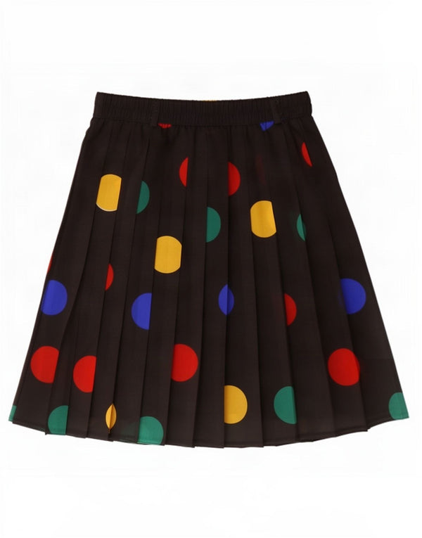Falda plisada vintage para mujer Reino Unido 12 Medio W30 Poliéster manchado negro