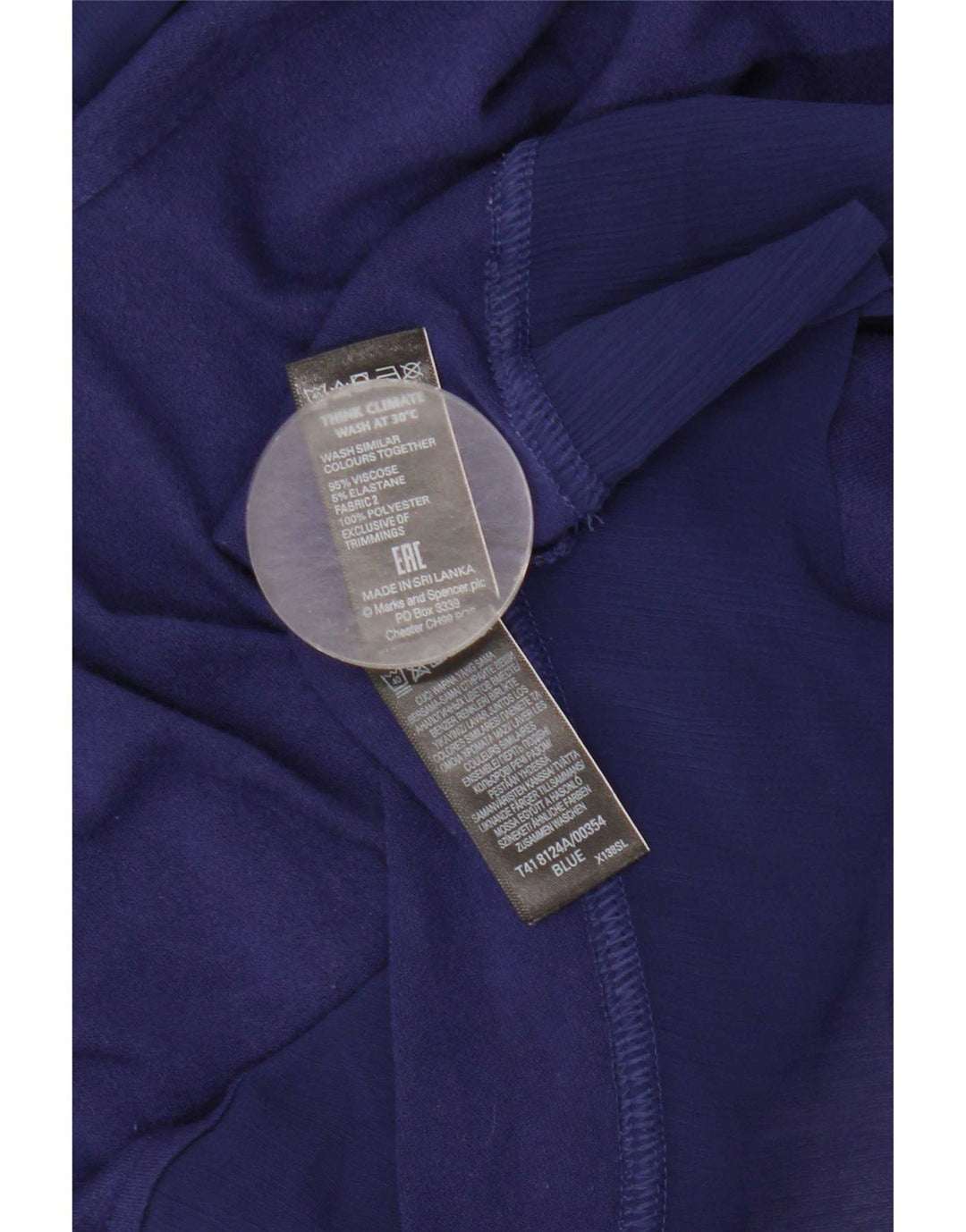 Marks & Spencer Blusa para mujer Top UK 46 Large Viscosa azul marino
