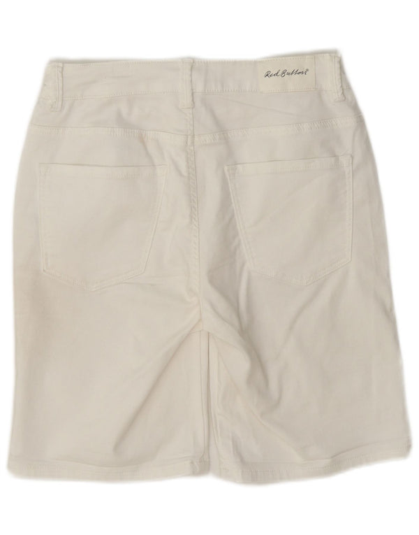 Pantalones cortos casuales para mujer con botón rojo EU 36 Small W27 Algodón blanco