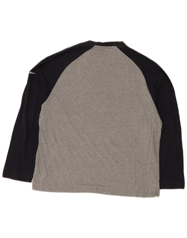 ELLESSE Camiseta gráfica para hombre de manga larga UK 46/48 XL Gris Colorblock Algodón
