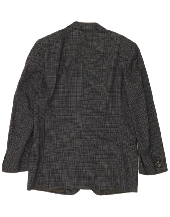 VALENTINO Chaqueta tipo blazer de 2 botones para hombre IT 50 Large Blue Check Viscosa