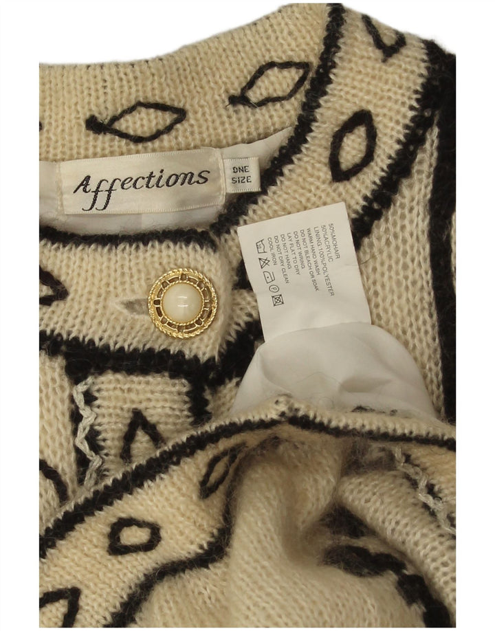 Affections - Cárdigan largo para mujer, talla única, color blanco, floral