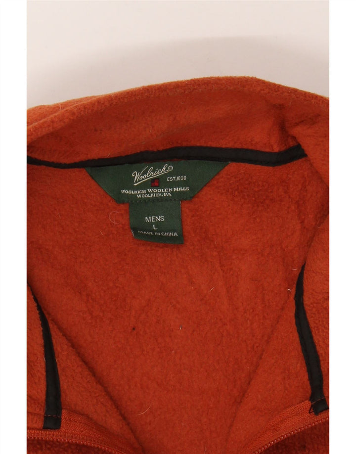 WOOLRICH Mens Fleece Gilet UK 40 Large Orange Polyester