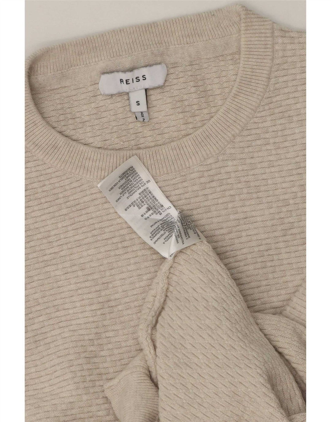 Reiss Jersey De Cuello Redondo Para Hombre Pequeño Algodón Beige