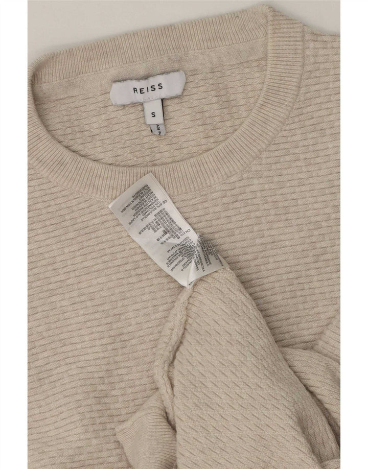 Reiss Jersey De Cuello Redondo Para Hombre Pequeño Algodón Beige