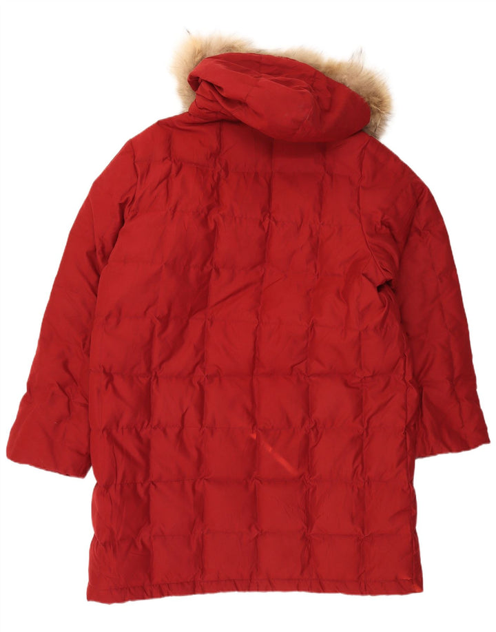 BRUGI Abrigo acolchado extragrande con capucha para mujer IT 50 XL Poliéster rojo