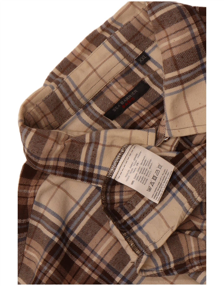 Camisa de franela para hombre Sea Barrier 2XL Algodón a cuadros beige