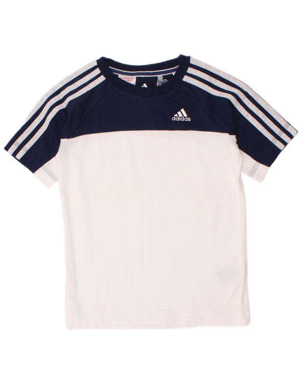 Adidas Camiseta Climalite para niños 7-8 años Blanco Colorblock Algodón