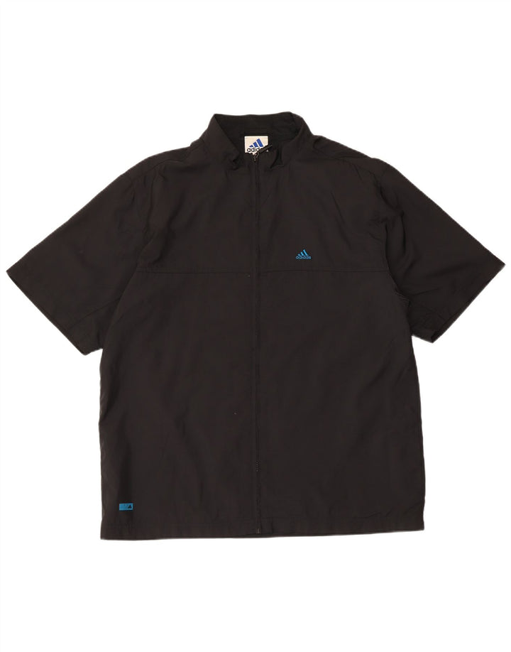 Adidas - Chándal de manga corta para hombre, chaqueta superior, tamaño pequeño, poliéster negro