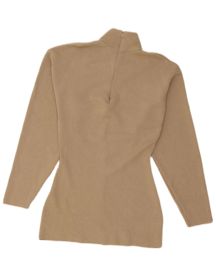 Zara Mujer Cuello Alto Jersey Jersey UK 10 Small Beige Viscosa