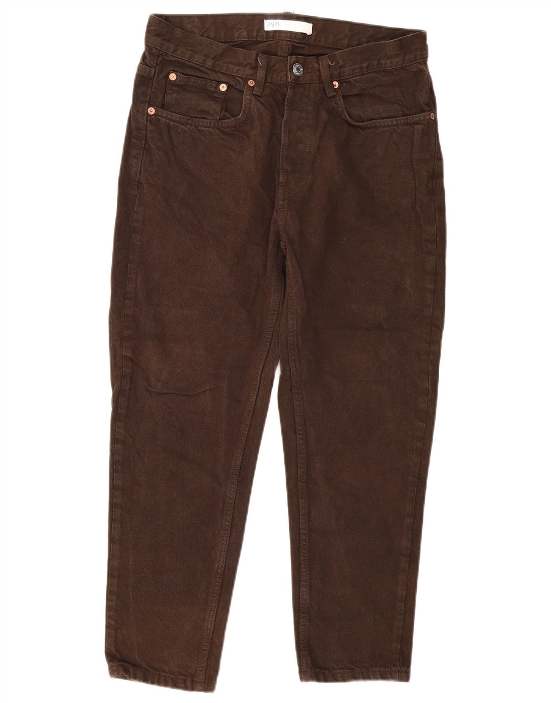 ZARA Hombre Vaqueros Cropped EU 40 Medium W31 L25 Algodón Marrón